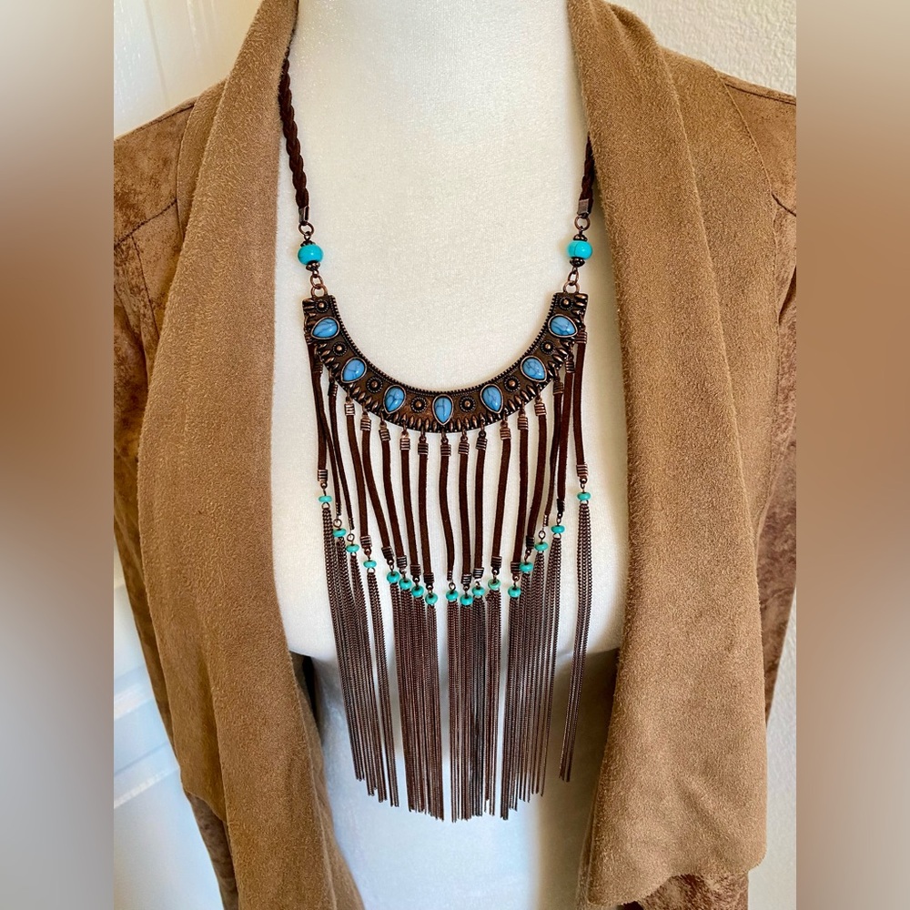 A.N.A - A New Approach NWT Brown / Tan Faux Suede Asymmetrical Zip-up Jacket (M) - Picture 6 of 6